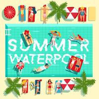  Summer Holidays Swimming Pool Flat Poster vector