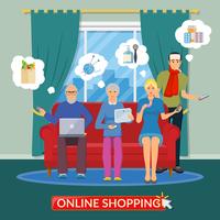 Online Shopping Flat Composition vector