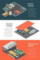 Parking Isometric Banners Set vector