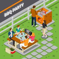 BBQ Party composición isométrica vector