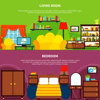 Room Interior Banners Set vector