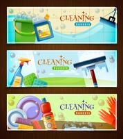 Cleaning Horizontal Banners Set vector