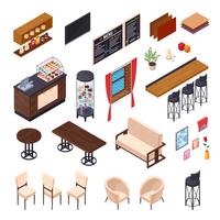 Cafe Dining Furniture Collection vector