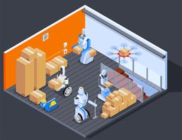 Robotic Warehouse Workers Composition vector