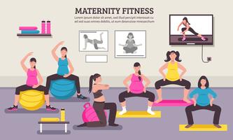 Maternity Fitness Class Flat Poster vector