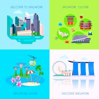 Conjunto de iconos de la cultura plana de Singapur vector