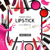 Lip Makeup Cosmetics Realistic Frame  vector