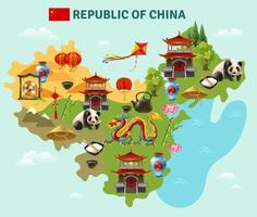 China Travel Sightseeing Map Poster vector