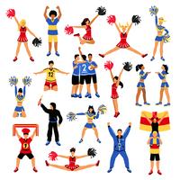 Football Players Cheerleaders And Fans Set vector