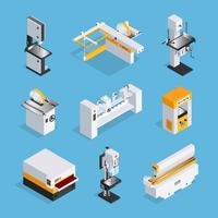 Modern Woodworking Machinery Isometric Set vector