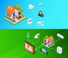 Smart Home Isometric Banners Set  vector