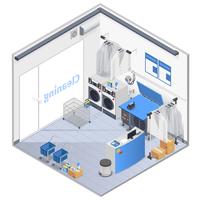 Laundry Interior Isometric Composition  vector