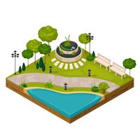 Isometric Fragment Of Park Landscape  vector