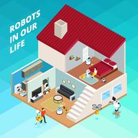 Robots Isometric Illustration vector