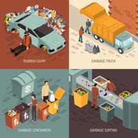 Isometric Garbage Recycling Design Icon Set vector