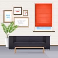 Room Interior With Furniture And Window Blinds vector