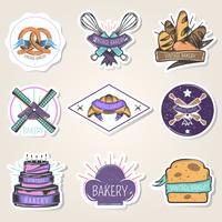 Bakery Stickers Set Vintage Style vector