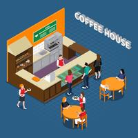 Coffee House Isometric Composition vector
