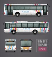 Plantilla de autobús de la ciudad en estilo realista vector