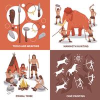 Primal Tribe People Concept Icons Set vector