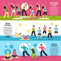 Fitness Classes Horizontal Banners Set vector