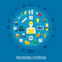 Professional Electrician Round Design vector