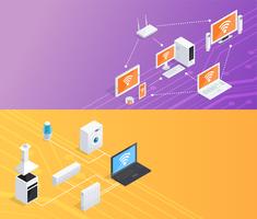 Internet Things  Isometric Banners Set  vector