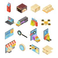 Internet Store Isometric Set vector