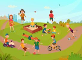 Kids Playing Composition vector