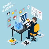 Augmented Reality Workplace Isometric Composition vector