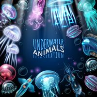 Underwater Animals Frame Background vector