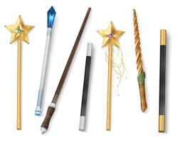 Magic Wand Realistic Set vector