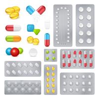 Medicina pastillas cápsulas conjunto de imágenes realistas vector