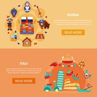 Russia Italy Touristic Banners vector