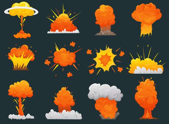 Retro Cartoon Explosion Icon Set