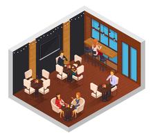 Cafe Restaurant Interior isométrico vector