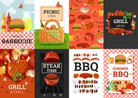 BBQ Barbecue Picnic Banners Set vector
