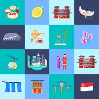 Singapore Culture Flat Icon Set vector