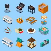 BBQ Picnic Isometric Set vector