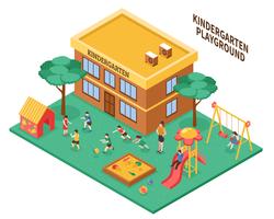 Kindergarten Isometric Composition  vector