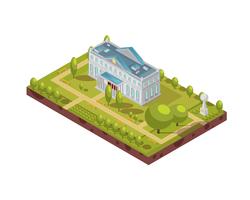 Historic University Building Isometric Layout vector