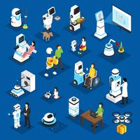 Robots Isometric Set vector