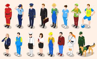 Professions Isometric People Set vector