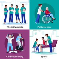 Physiotherapy Rehabilitation 4 Flat Icons Square vector