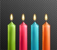 Candles On Transparent Background Realistic Set vector