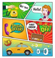 Publicidad de Taxi Comic Book Page vector