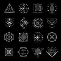 Sacred Geometry On Black Set vector