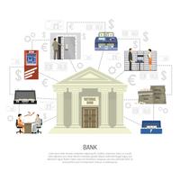 Infografía de banco plano vector