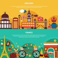 England And France Horizontal Banners  vector