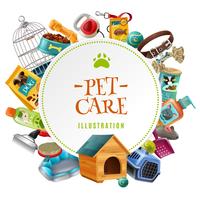  Pet Care  Accessories Round Frame Illustration  vector